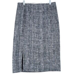 Halogen Tweed Pencil Skirt Side Slit Women Size 1 Black White Blue